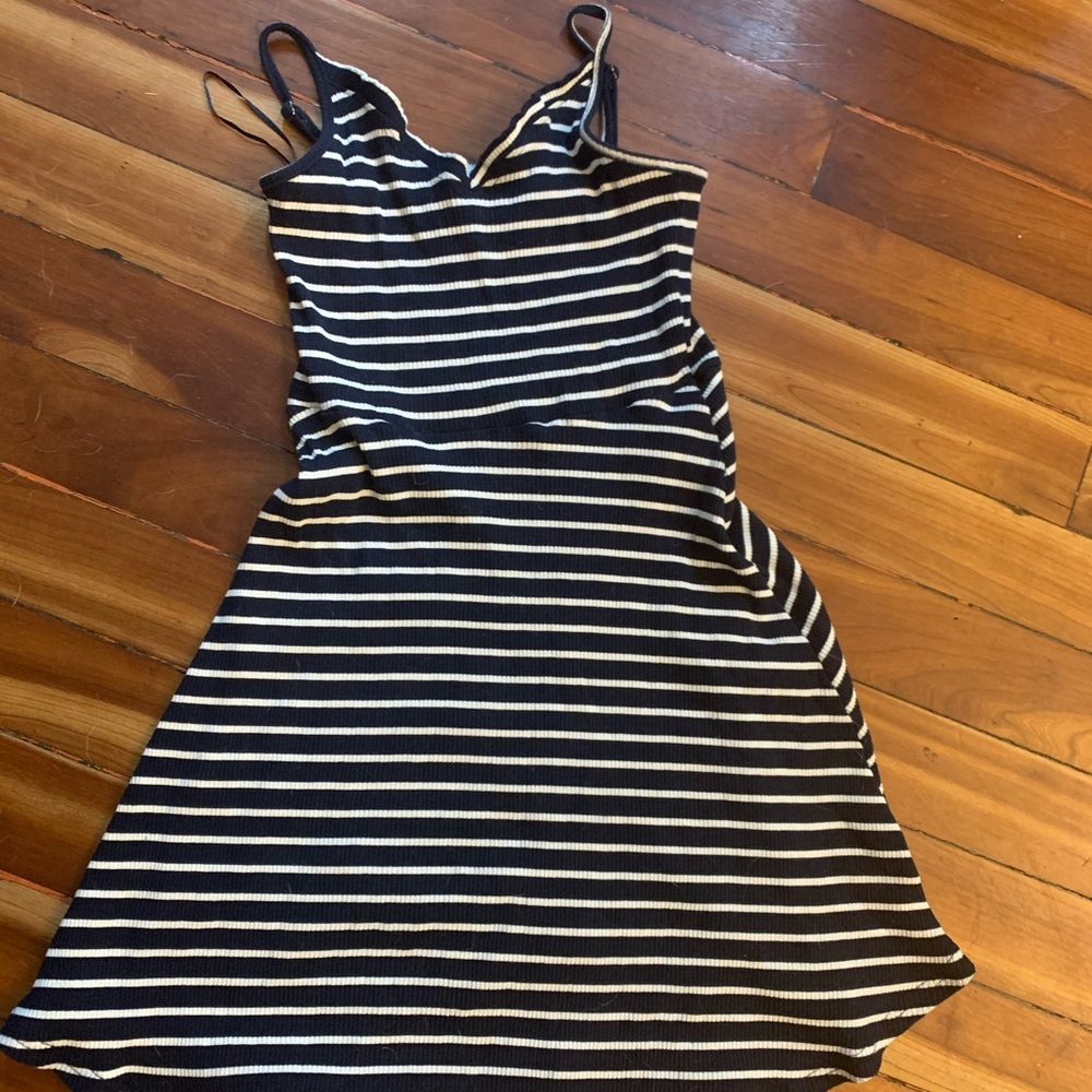Striped and stretchy ribbed dress